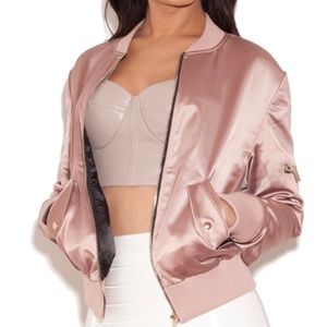 NWT house of cb dena satin bomber jacket